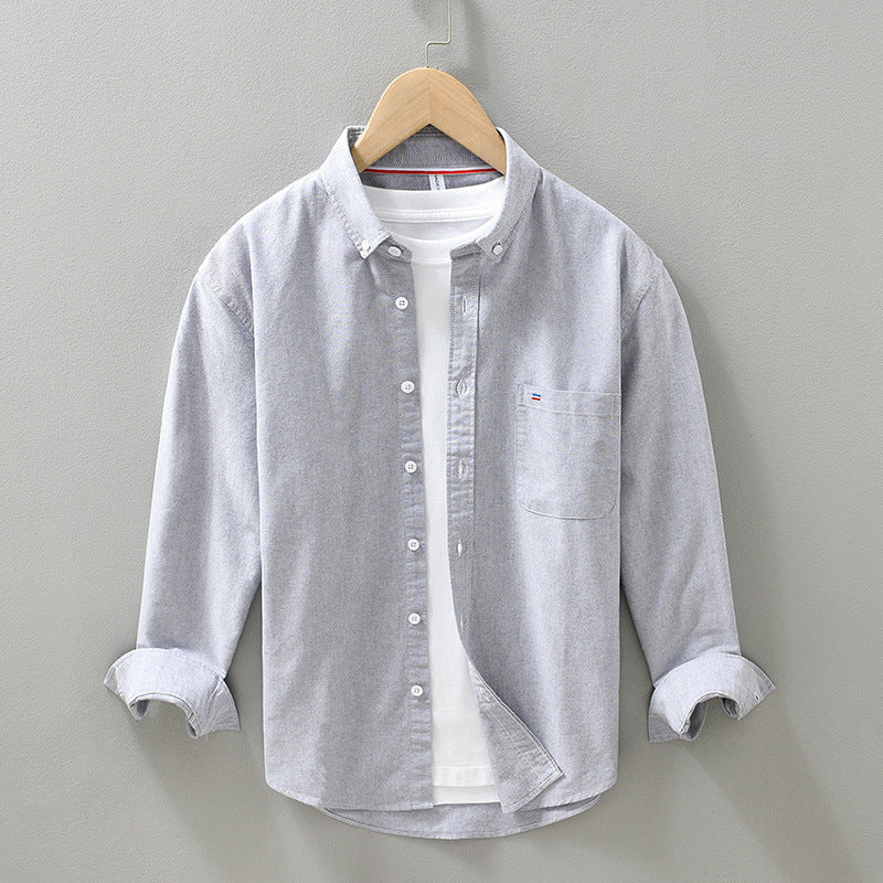 Oxford Cloth Long-sleeved Shirt Men's Casual